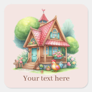 Sticker Carré mignon Amateurs de coq Country ajouter le message