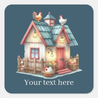 Sticker Carré mignon Amateurs de coq Country ajouter le message