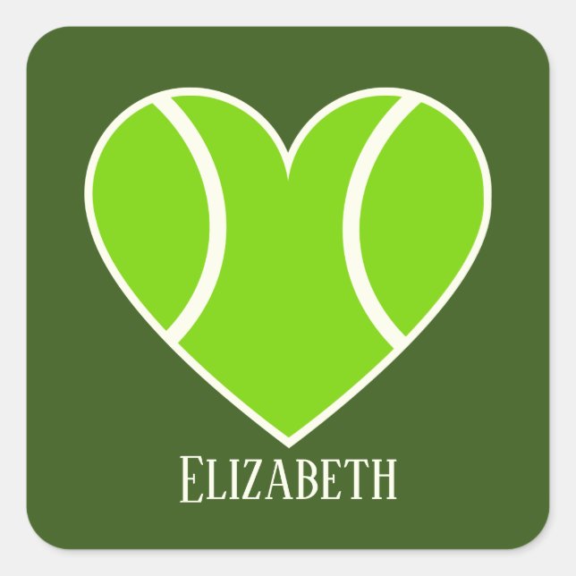 Sticker Carré mignon amour tennis coeur ajouter nom (Devant)