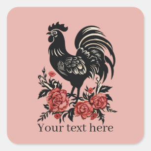 Sticker Carré mignon amoureux du coq ajouter un message