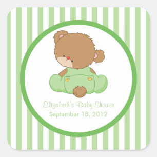 Sticker Carré mignon Baby shower Ours Teddy !