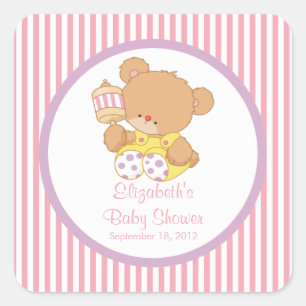 Sticker Carré mignon Baby shower Ours Teddy !