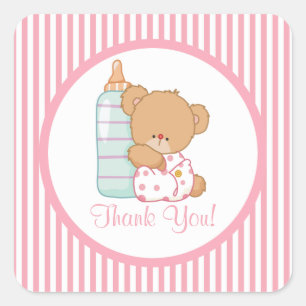 Sticker Carré mignon Baby shower Ours Teddy !
