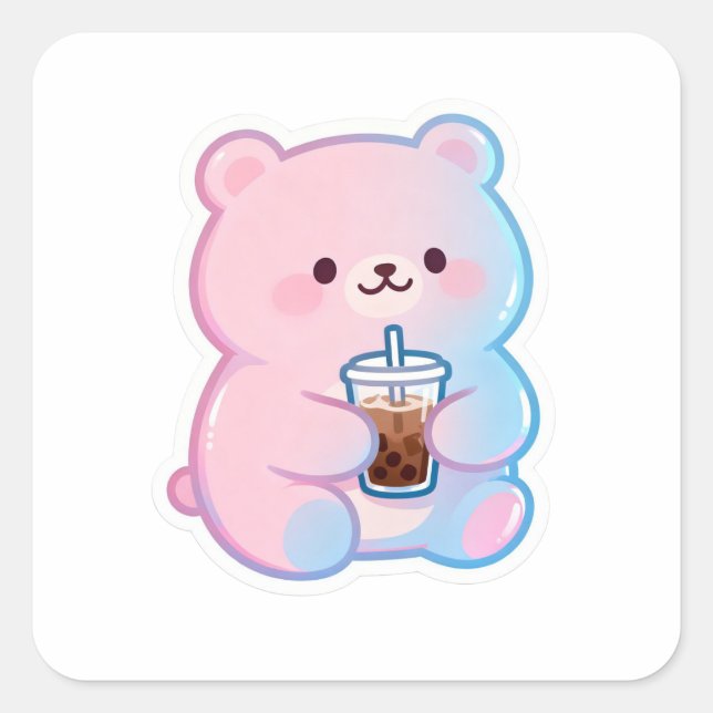 Sticker Carré Mignon Chat Boba que vous aimerez (Devant)