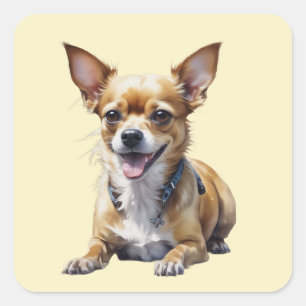 Sticker Carré Mignon Chihuahua Chien Animal de compagnie Amateur