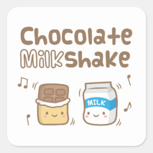 Sticker Carré Mignon Doodle de Milkshake au Chocolat Pour Elle