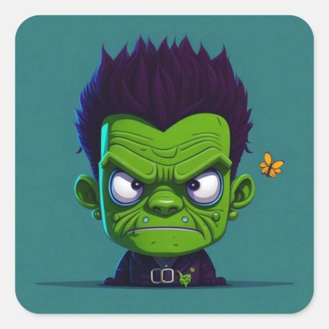 Sticker Carré Mignon Frankenstein (Devant)