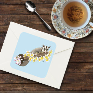 Sticker Carré Mignon Glider Sucré Fleurs Tropicales de Plumeria 