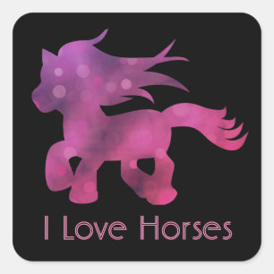 Sticker Carré Mignon J'adore Les Chevaux