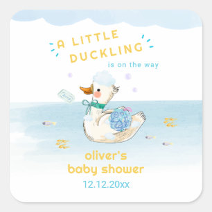 Sticker Carré Mignon moment du bain Petit caneton Garçon Baby Sh