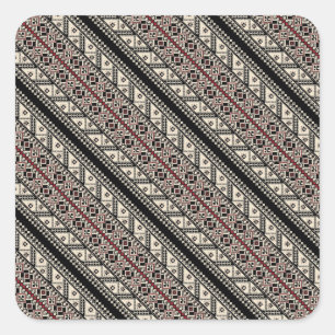 Sticker Carré Mignon motifs décoratifs ukrainiens design