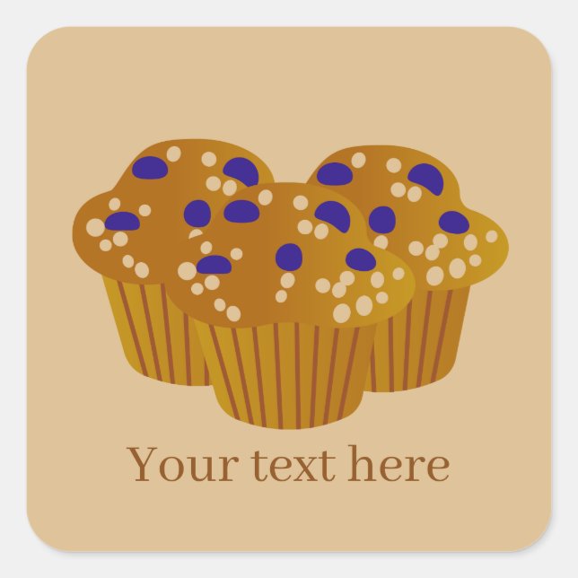Sticker Carré mignon muffin bleuet ajouter du texte (Devant)