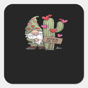 Sticker Carré Mignon nain cactus coincé sur vous jeu de mots lud