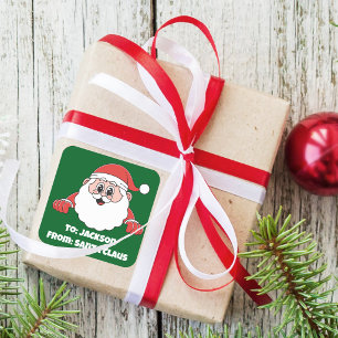 Sticker Carré Mignon Personnalisé Vert De Père Noël