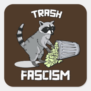 Sticker Carré Mignon Raton Laveur Rétro - Fascisme des Ordures