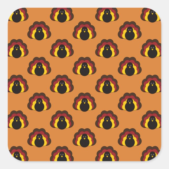 Sticker Carré Mignon Thanksgiving Fall Turquie Motif (Devant)
