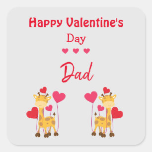Sticker Carré Mignon Valentine papa avec girafe