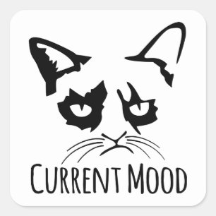 Sticker Carré Mignonne Chatte Femme au Chat Folle Humeur Actuell