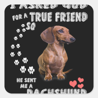 Sticker Carré Mignonne Dachshund Doxie Cadeaux Fille Dachshund M