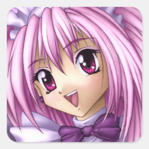 Sticker Carré Mignonne fille Anime