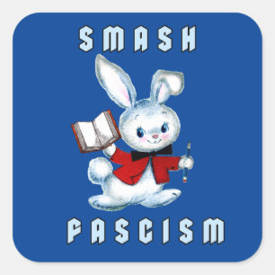 Sticker Carré Mignonne Lapin Rétro - Fascisme Smash