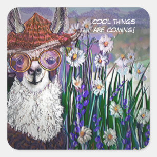 Sticker Carré Mignonne Mama Llama Gardez votre Cool
