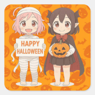 Sticker Carré mignonne mummy & vampire filles