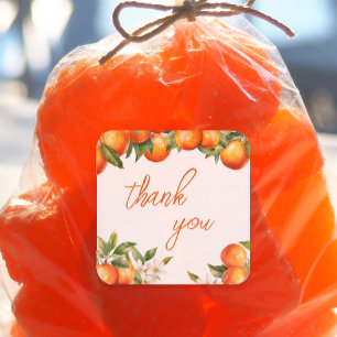 Sticker Carré Mignonne orange Merci