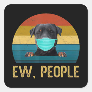 Sticker Carré Mignonne Rottweiler Chien Ew Chien Portant Un Visa