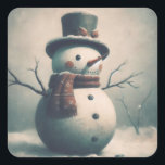 Sticker Carré Mignonne Snowman Vintage pour Snowy Christmas Carr<br><div class="desc">Voici un autocollant sucré avec un bonhomme de neige vintage portant un chapeau et une écharpe. C'est un autocollant mignon pour ajouter une touche spéciale supplémentaire à un cadeau de Noël, une carte de Noël ou tout ce que vous voulez mettre un autocollant de vacances. Offrez comme cadeau de Noël...</div>