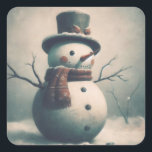 Sticker Carré Mignonne Snowman Vintage pour Snowy Christmas Carr<br><div class="desc">Voici un autocollant sucré avec un bonhomme de neige vintage portant un chapeau et une écharpe. C'est un autocollant mignon pour ajouter une touche spéciale supplémentaire à un cadeau de Noël, une carte de Noël ou tout ce que vous voulez mettre un autocollant de vacances. Offrez comme cadeau de Noël...</div>