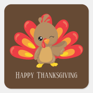 Sticker Carré Mignonne tourte Thanksgiving ajouter un message