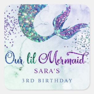 Sticker Carré Mignonne violet vert Parties scintillant moderne S