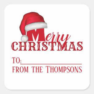 Sticker Carré Mignonne Whimsical Fête du Père Noël