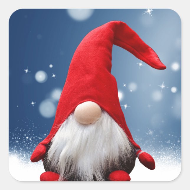 Sticker Carré Mignonnes Etoiles de neige Père Noël Noël (Devant)