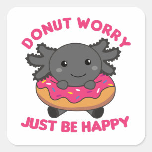 Sticker Carré Mignons Axolotl Animaux Amusants En Donut Rose Car