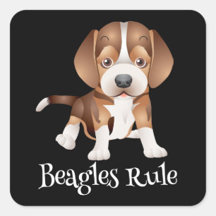 Sticker Carré Mignons Beagles règnent sur Maman Papa amateur de