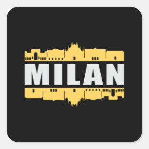 Sticker Carré Milan Italie City Skyline Cityscape Funny Cadeau