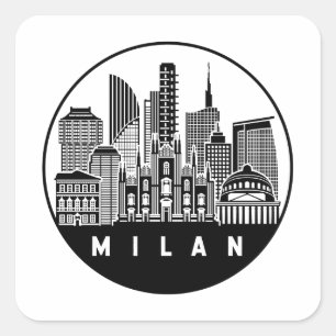 Sticker Carré Milan Italie Skyline