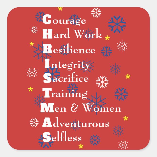 Sticker Carré Militaire de Noël personnalisable (Devant)