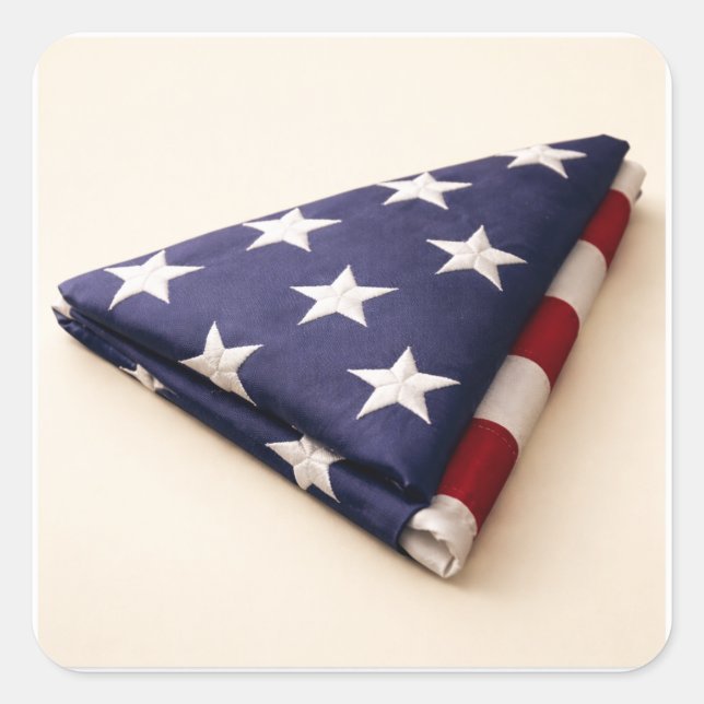 Sticker Carré Military Folded American Flag Patriotic (Devant)