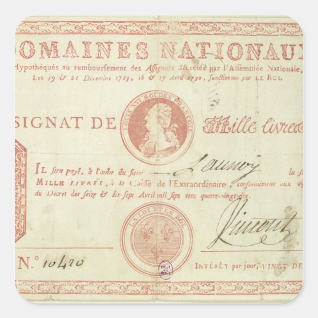 Sticker Carré Mille billets de livre avec Louis XVI (Devant)