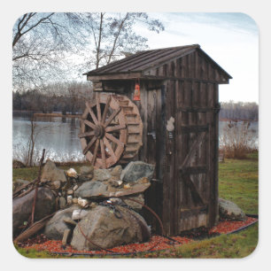 Sticker Carré Milling about the old outhouse