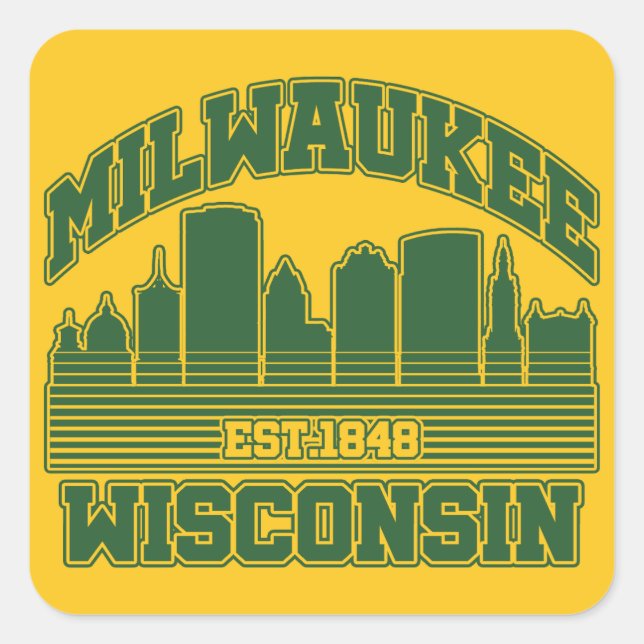 Sticker Carré Milwaukee, Wisconsin (Devant)