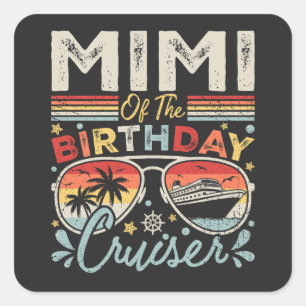 Sticker Carré Mimi des vacances de croisière d'anniversaire
