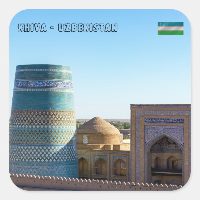 Sticker Carré Minaret mineure Kalta inachevé - Khiva, Ouzbékista (Devant)