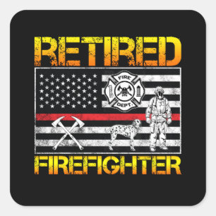 Sticker Carré Mince Red Line Retraité Pompier Retraité Retraite