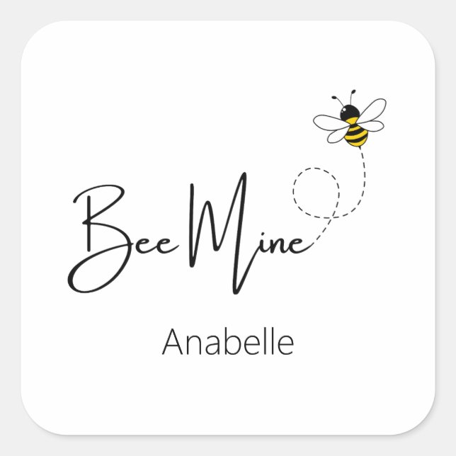 Sticker Carré Mine d'abeilles - Valentine Day Cute Bee Custom (Devant)
