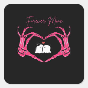 Sticker Carré Mine, Valentines Classic - Squelette Mains Entendr