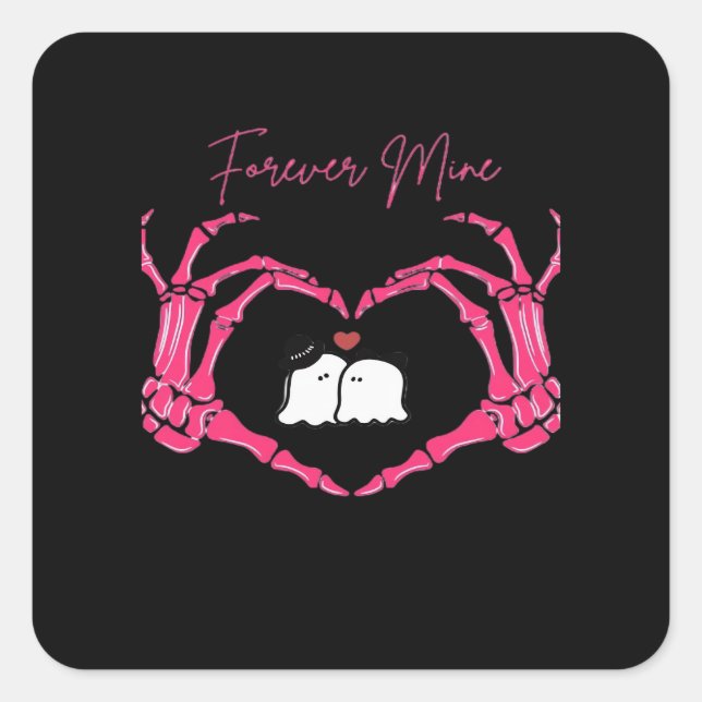 Sticker Carré Mine, Valentines Classic - Squelette Mains Entendr (Devant)